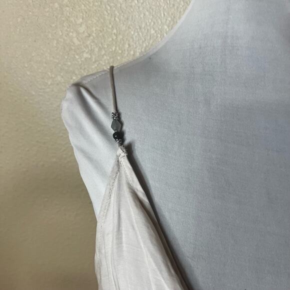 ZARA Womens MEDIUM Beige Beaded Strap Camisole Top Minimalist Chic Draped NEW - Picture 4 of 10